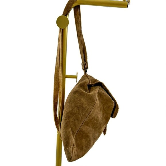 Vintage Brown Suede Backpack – Men’s Medium Bag, Casual Drawstring Style - Picture 7 of 11